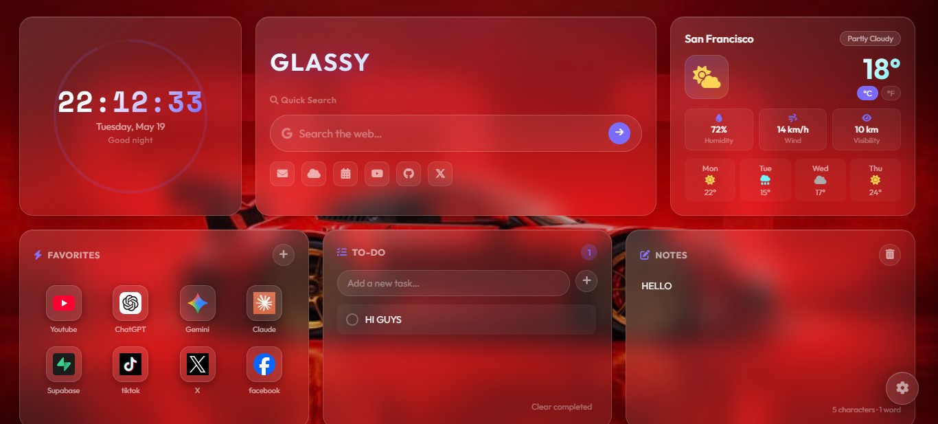 Glassy Pomodoro timer and stats